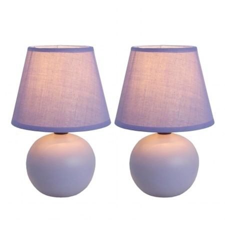 All The Rages All The Rages LT2008-PRP-2PK Simple Designs Mini Ceramic Globe Table Lamp 2 Pack Set; Purple LT2008-PRP-2PK